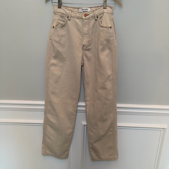 Reformation Cowboy Almond EUC Straight Leg Jeans Size 25 - Picture 4 of 12